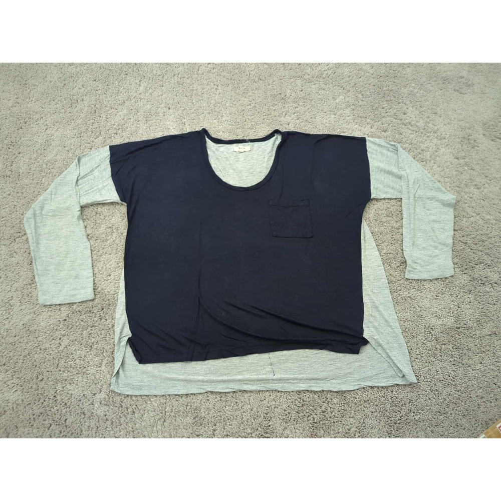 Madewell Tunic Blouse Womens XL Gray Long Sleeve Two Tone‎ Casual Sheer